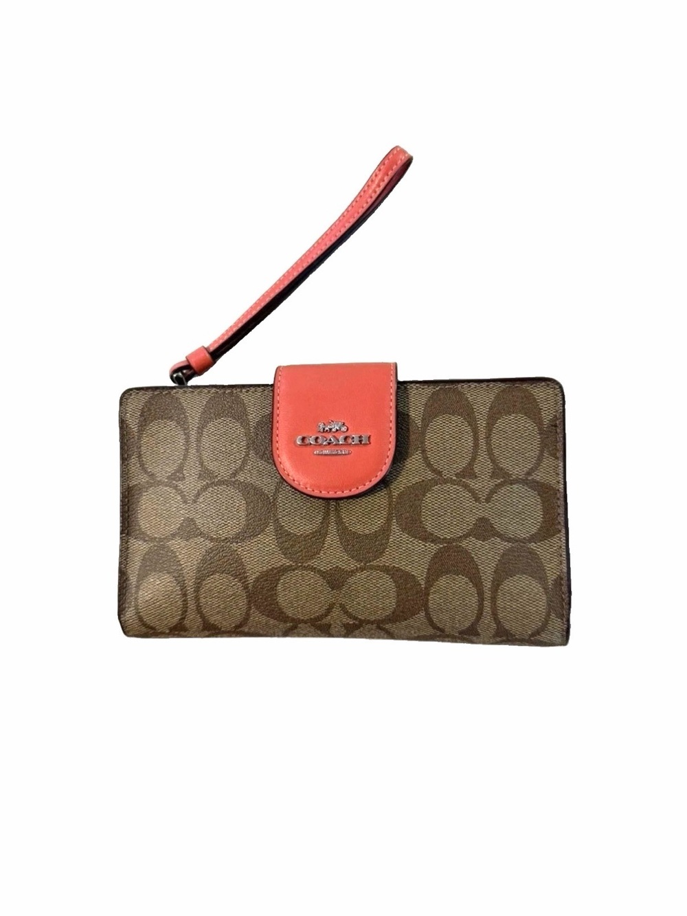 Coach Tech Phone Wallet in Pink Colorblock Signature Canvas